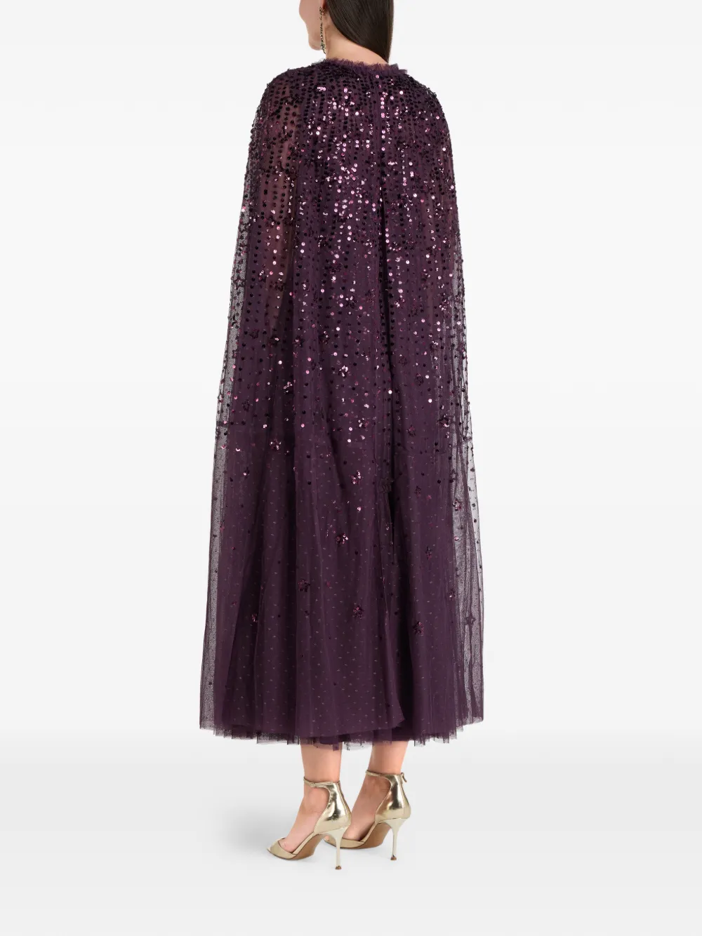 Needle & Thread Falling Stars maxi-jurk met pailletten en cape Paars