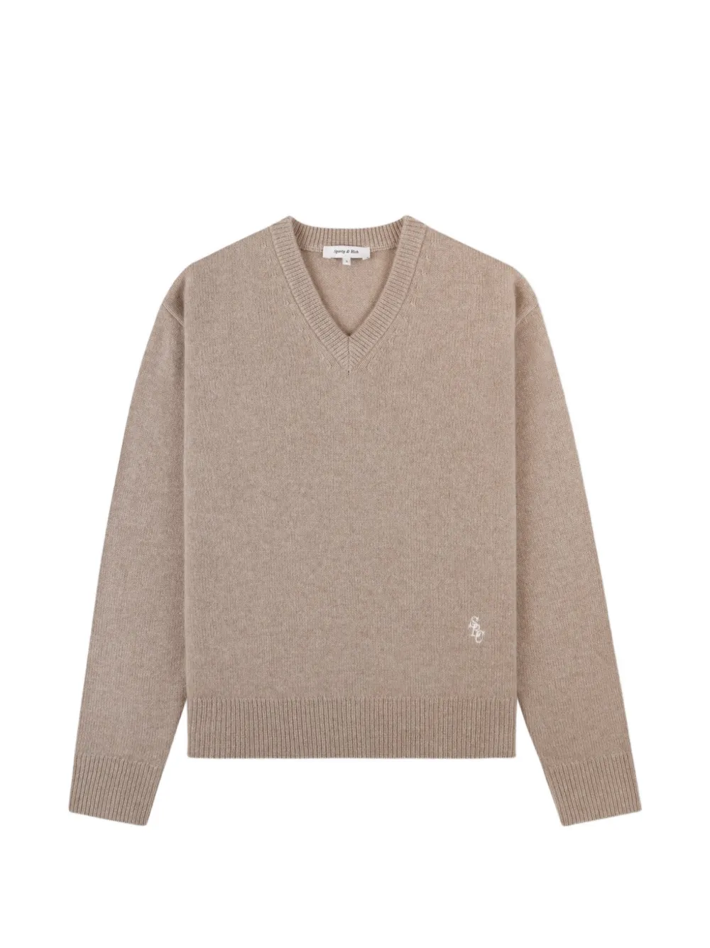 Sporty & Rich V-neck embroidered sweater - Toni neutri
