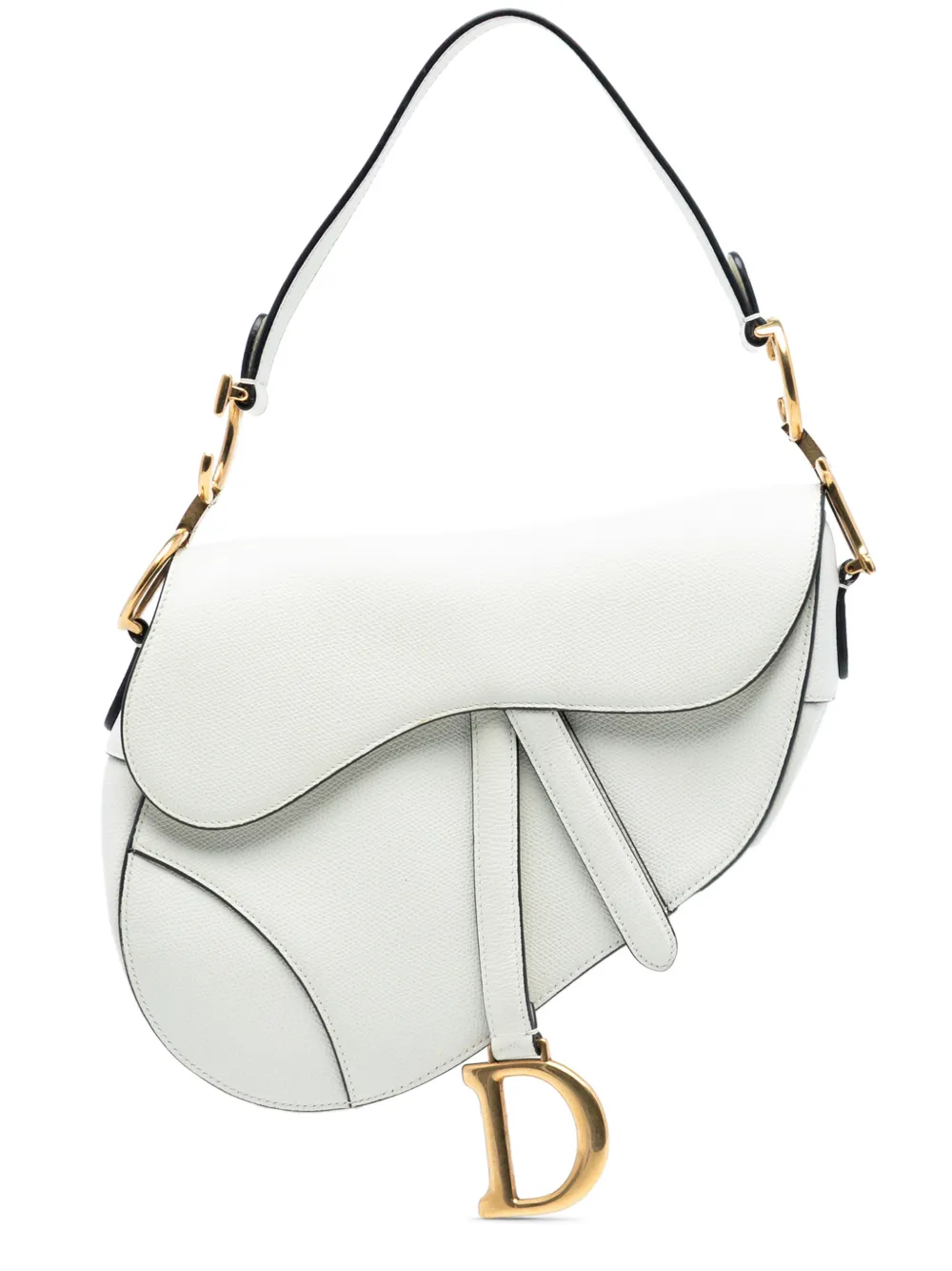 Christian Dior Pre-Owned Borsa a spalla Saddle in pelle di vitello pieno fiore 2018 - Bianco