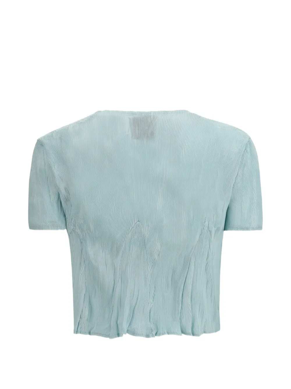  Gongdid Design Crew-neck Crop Top - Blue 