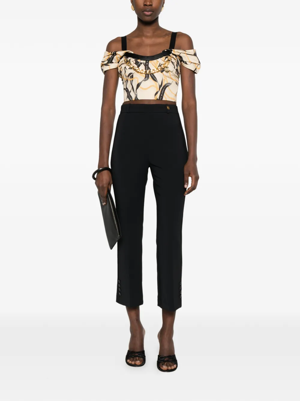 Elisabetta Franchi Top met kettingprint Beige