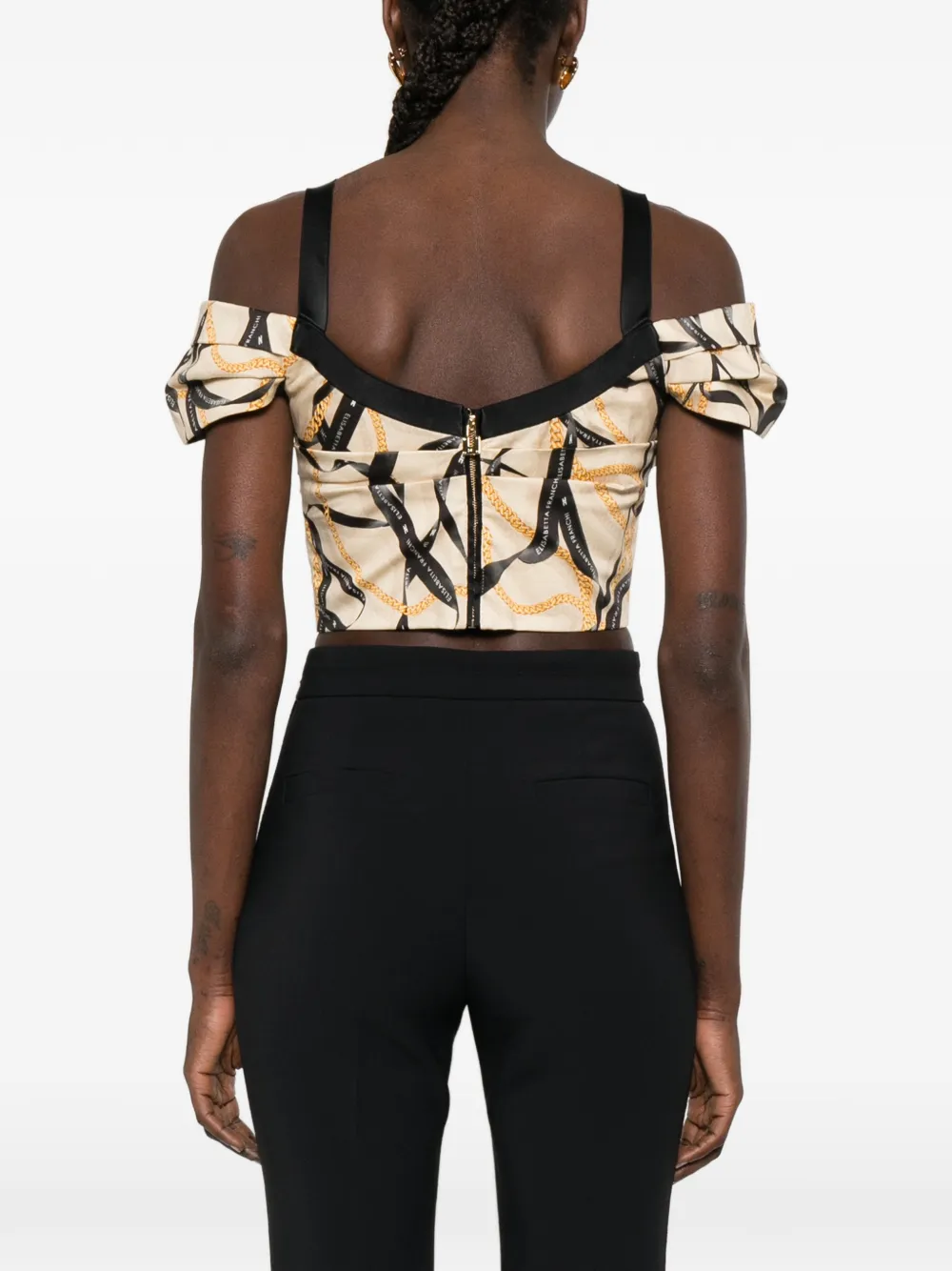 Elisabetta Franchi Top met kettingprint Beige