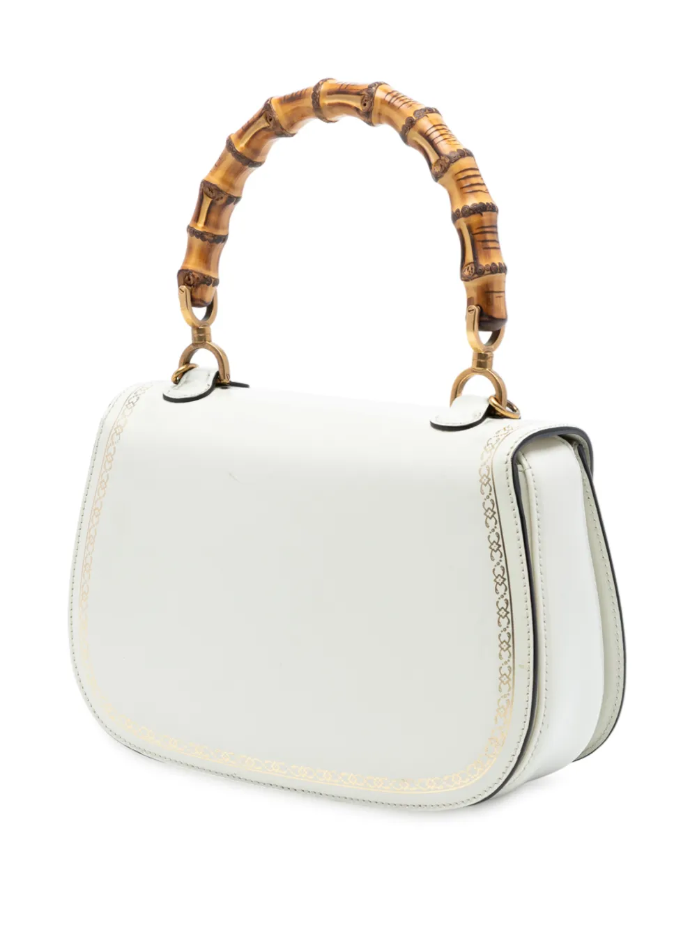 2016-2025 Calfskin Frame Print Bamboo Top Handle Bag Satchel
