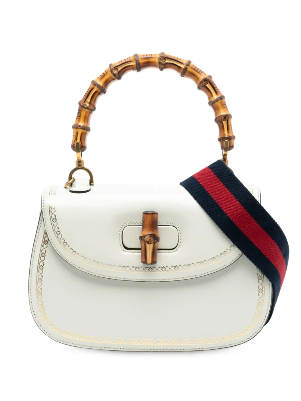 Gucci Pre-Owned Borsa a tracolla in pelle di vitello con manico in bambù 2016-2025 - Bianco