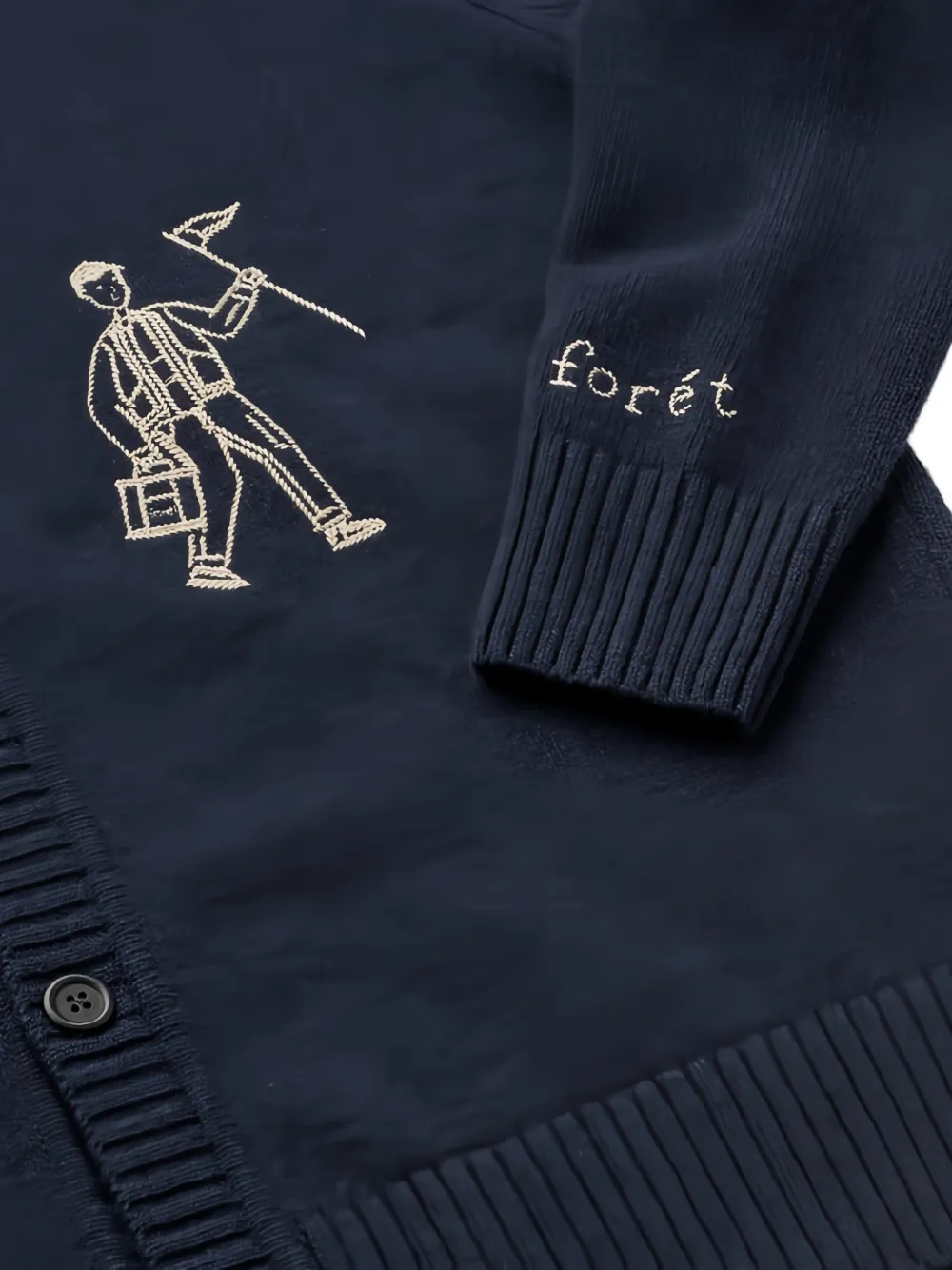  Foret Bird-embroidery Cardigan - Blue 