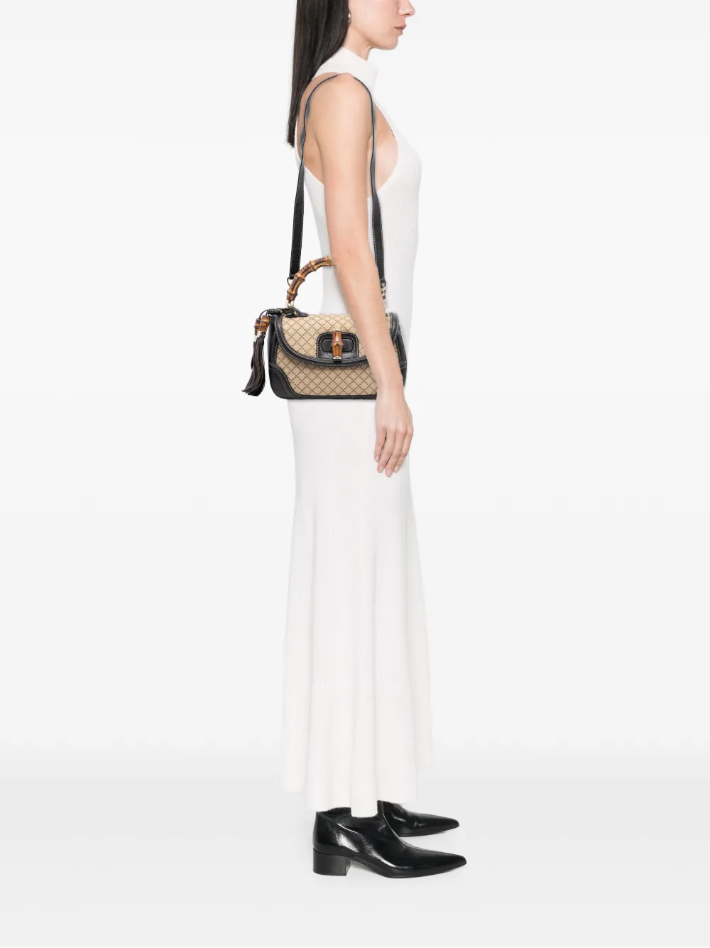 Gucci Pre-Owned Borsa a tracolla New Bamboo in tela Diamante 2016-2026 - Marrone