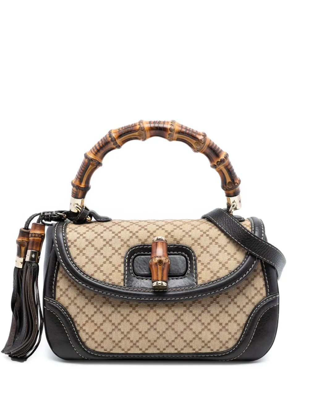 Gucci Pre-Owned Borsa a tracolla New Bamboo in tela Diamante 2016-2026 - Marrone