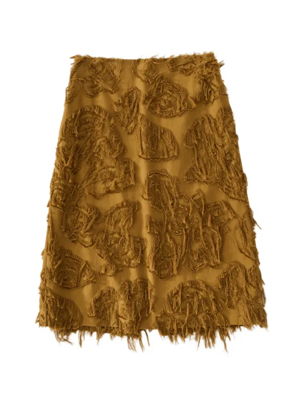 Studio Nicholson Roeper Fringe Jacquard A-line Skirt in Brown
