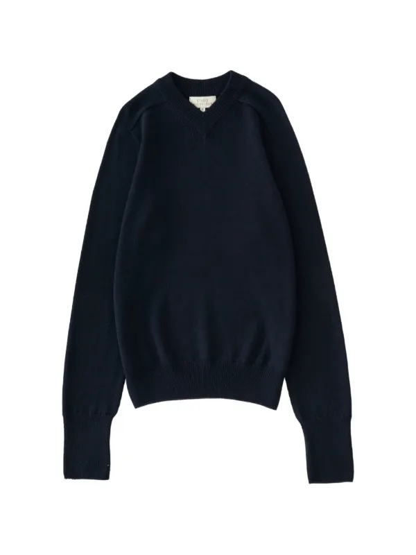 Studio Nicholson Inverness V-neck Sweater in Blue