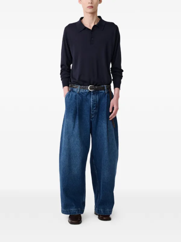 Studio Nicholson Pilote logn-sleeves Polo Shirt | Blue | FARFETCH
