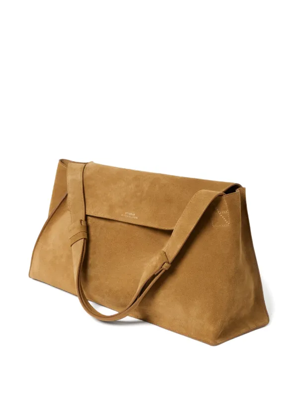 y0025　0808 Studio Nicholson Shiboru Trapezoid Magnetic Suede Bag | Brown