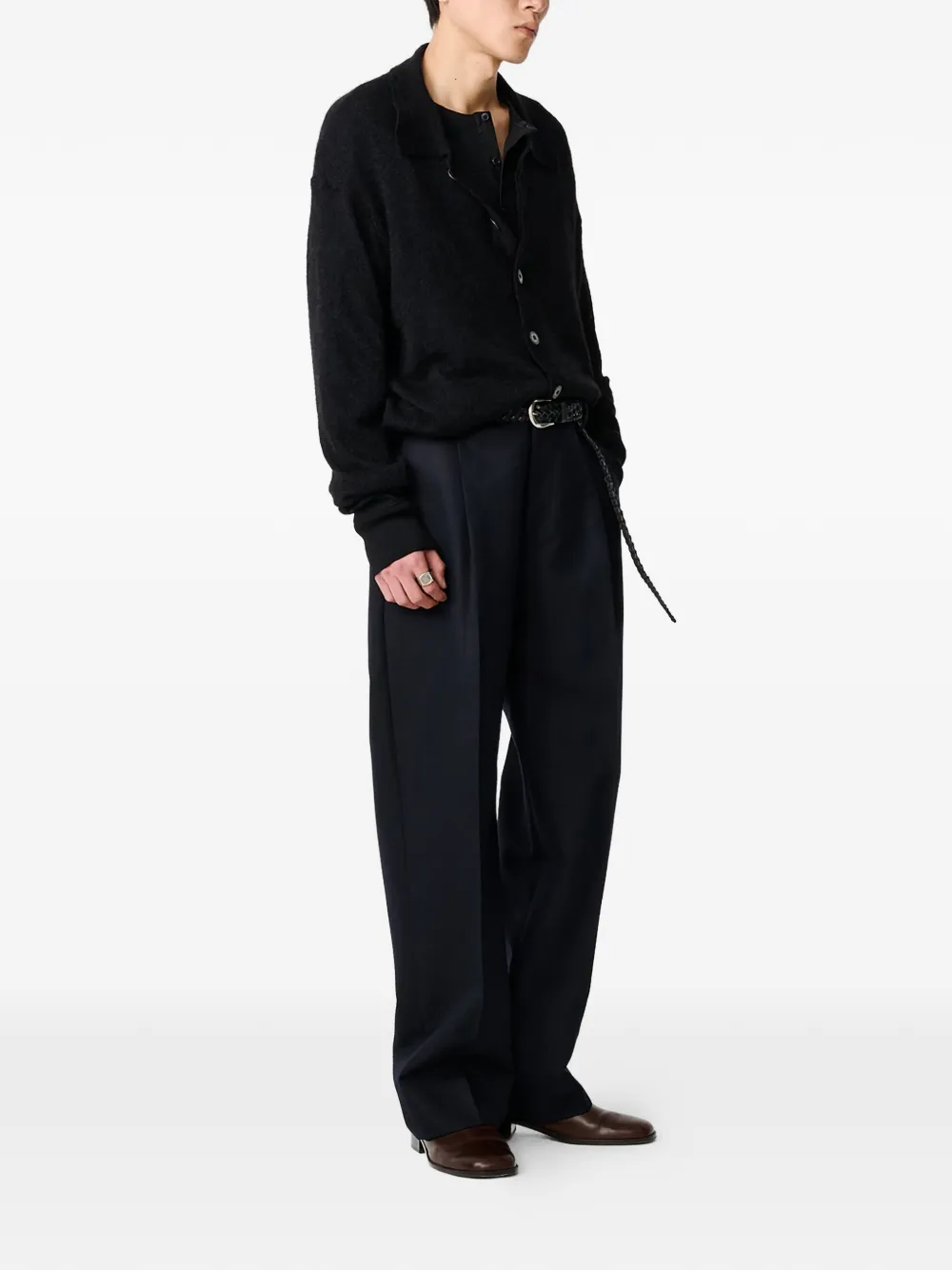  Studio Nicholson Hamto Polo Button Cardigan - Black 