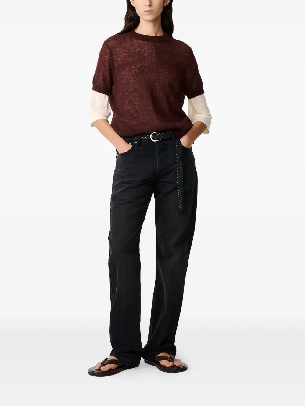  Studio Nicholson Seren Ribbed Top - Brown 
