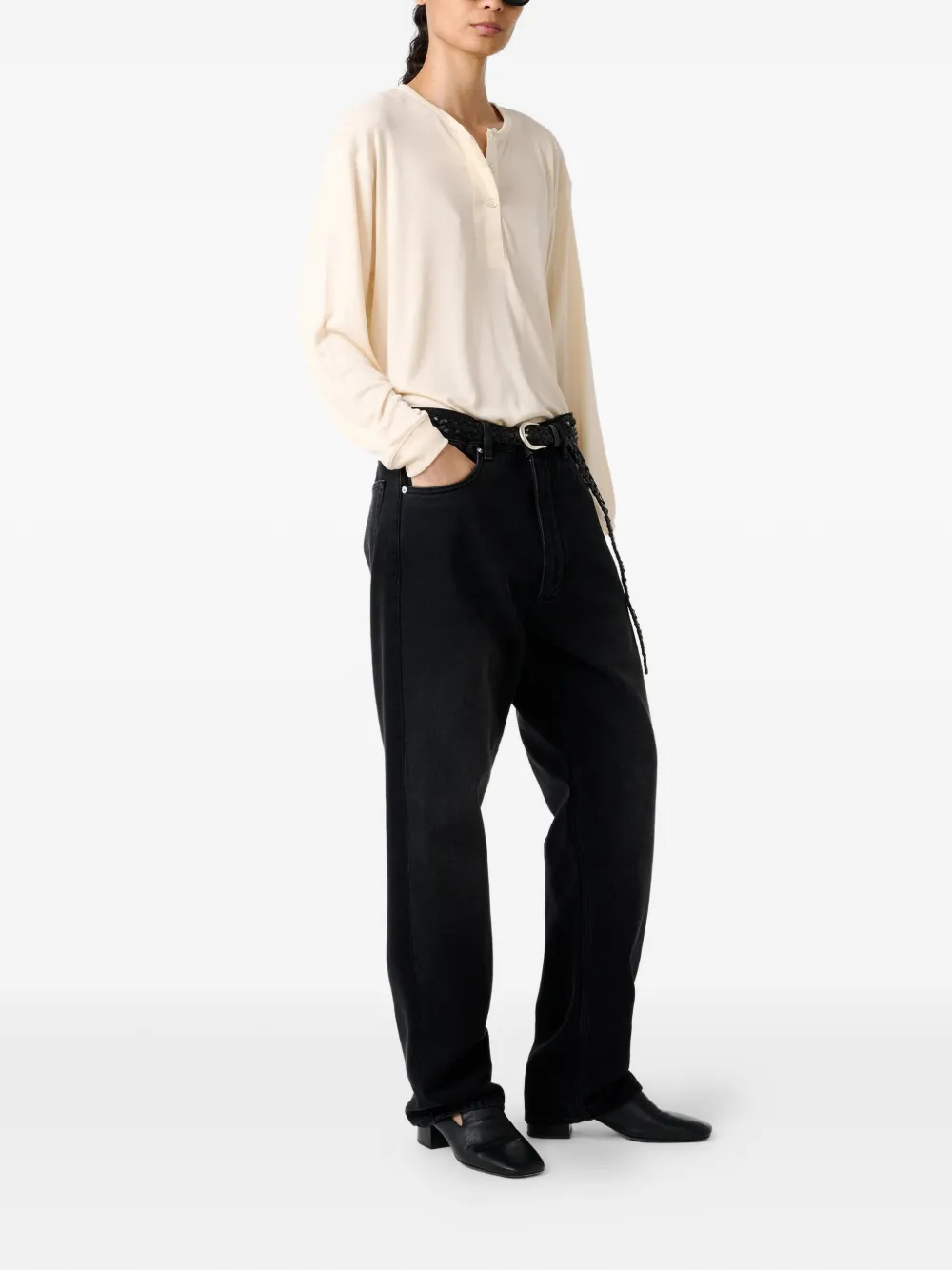  Studio Nicholson Rutas Grandad Collar Top - Neutrals 
