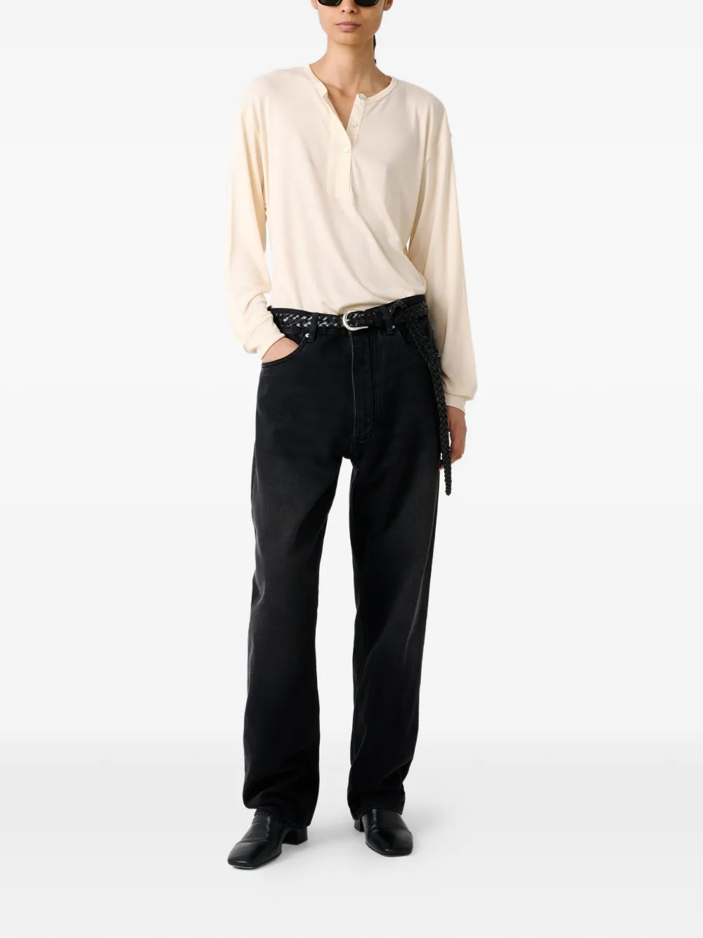  Studio Nicholson Rutas Grandad Collar Top - Neutrals 