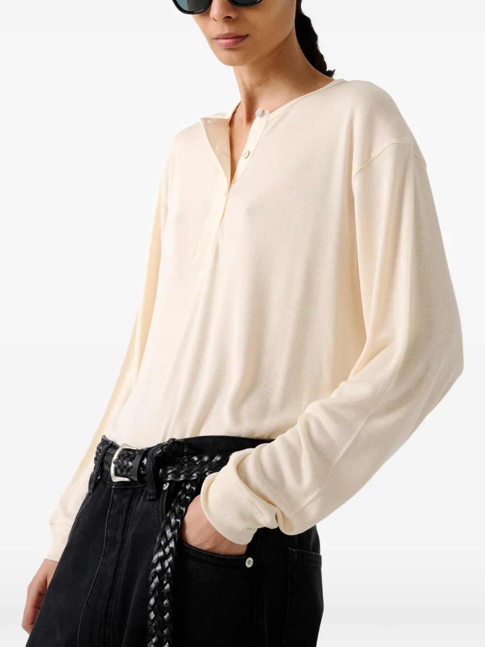 Studio Nicholson Rutas top met opstaande kraag Beige