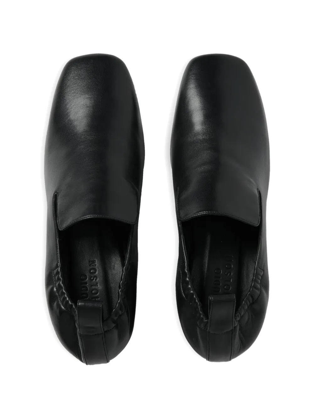 Studio Nicholson Moon loafers met vierkante neus en gestapelde hak Zwart