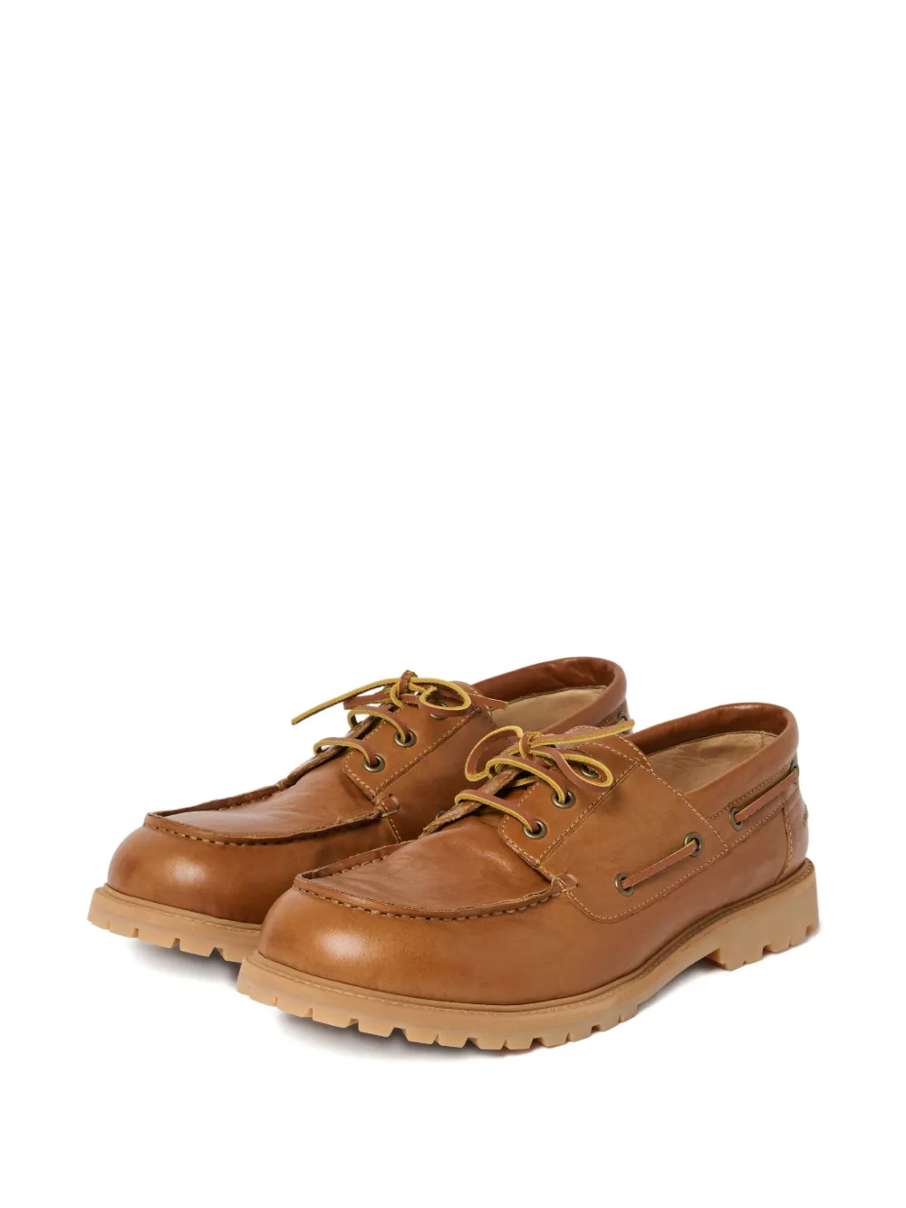 Studio Nicholson Guston gerafelde leren bootschoenen Bruin