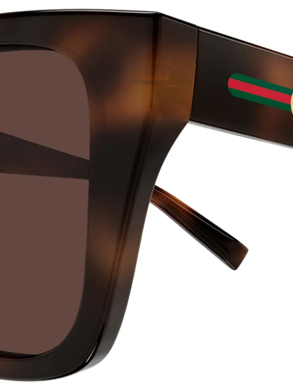 Gucci Eyewear geometric-frame Logo Sunglasses | Brown | FARFETCH