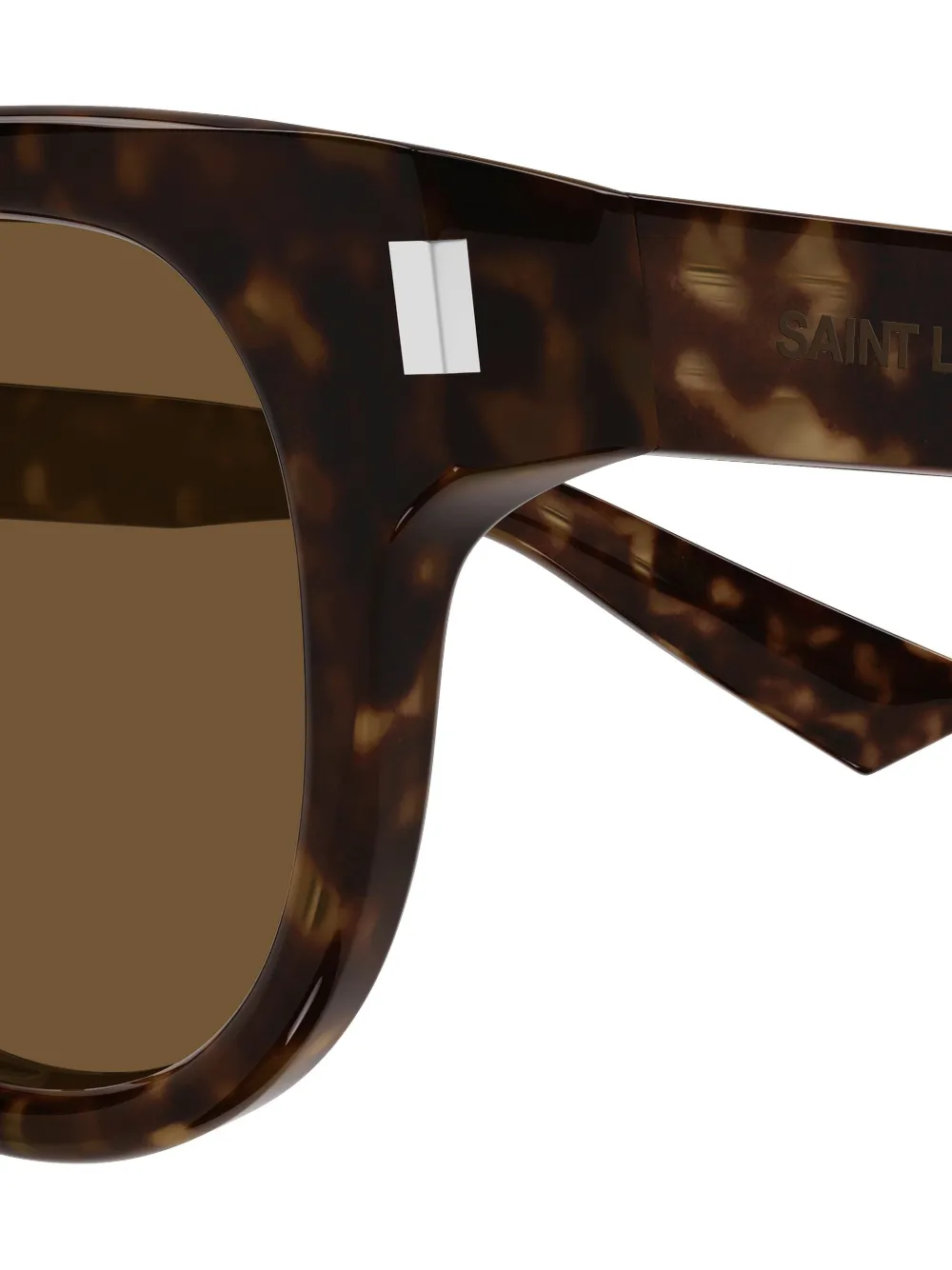 Saint Laurent Eyewear Zonnebril met rond montuur en schildpadschild-design Bruin