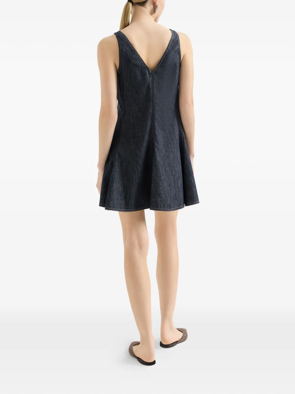 Brunello Cucinelli Twill mini-jurk met denim-effect Blauw