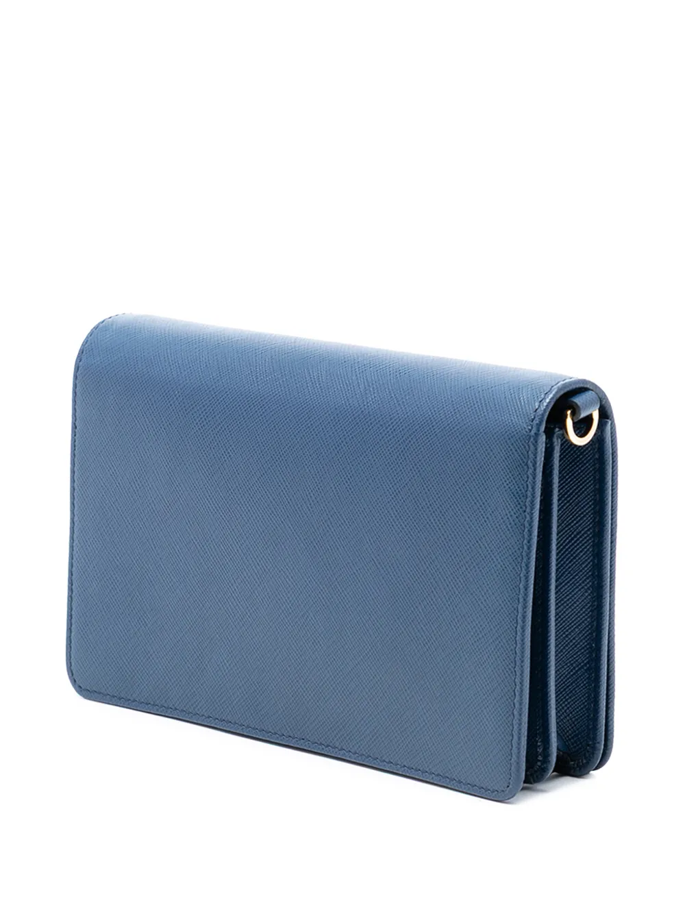  Prada Pre-owned Sac à Bandoulière En Cuir Saffiano Lux Monochrome Wallet On Chain (2010-2025) - Bleu 