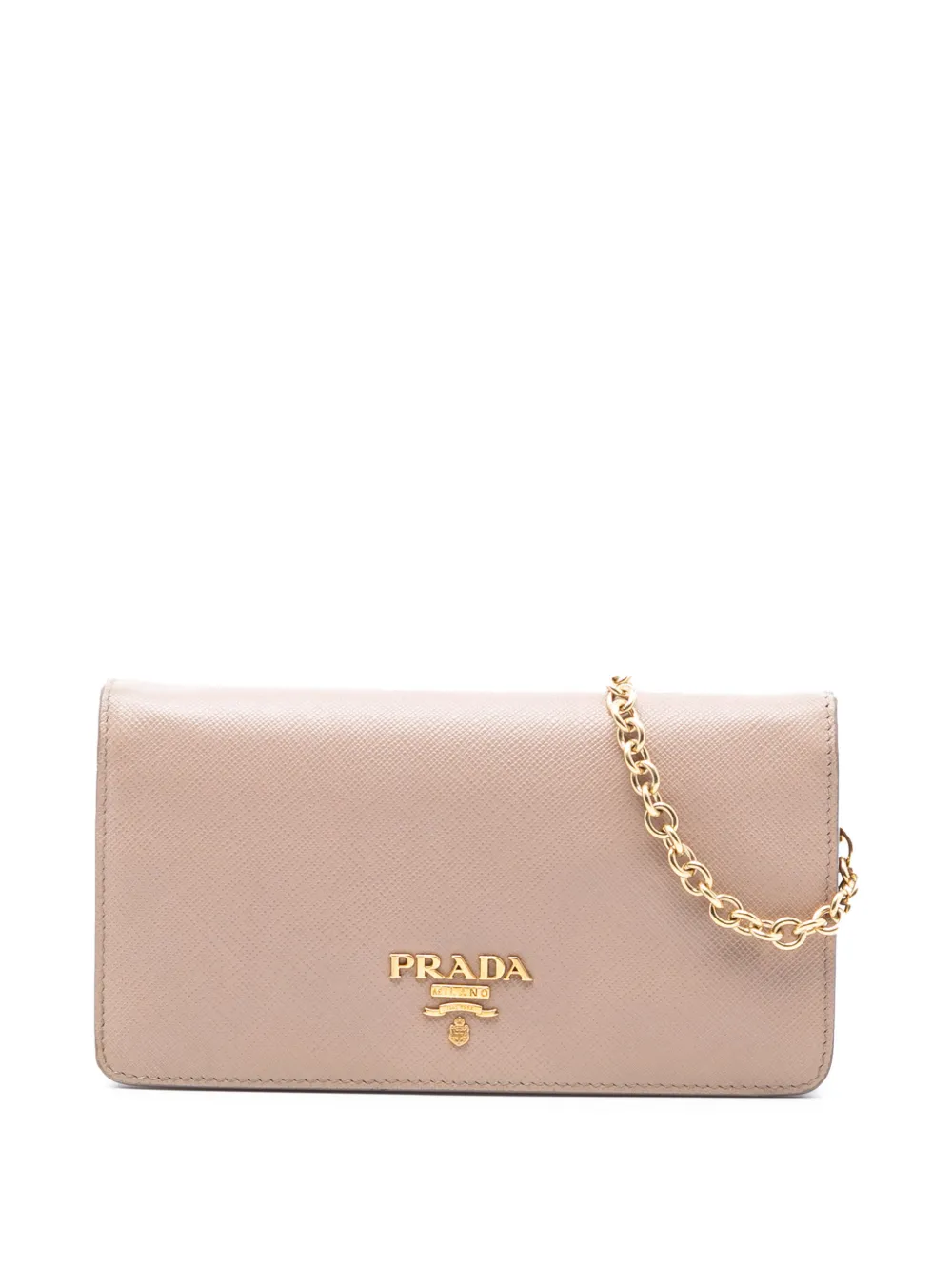 Prada Pre-Owned Borsa a tracolla in pelle Saffiano con catena 2000-2025 - Marrone