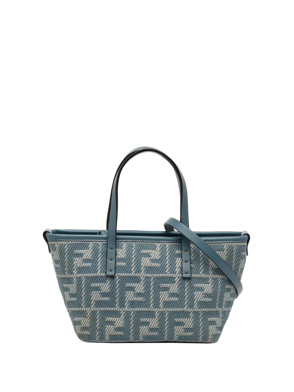 Fendi Pre-Owned 2010-2026 Mini Denim Effect FF Jacquard Roll satchel - Blu