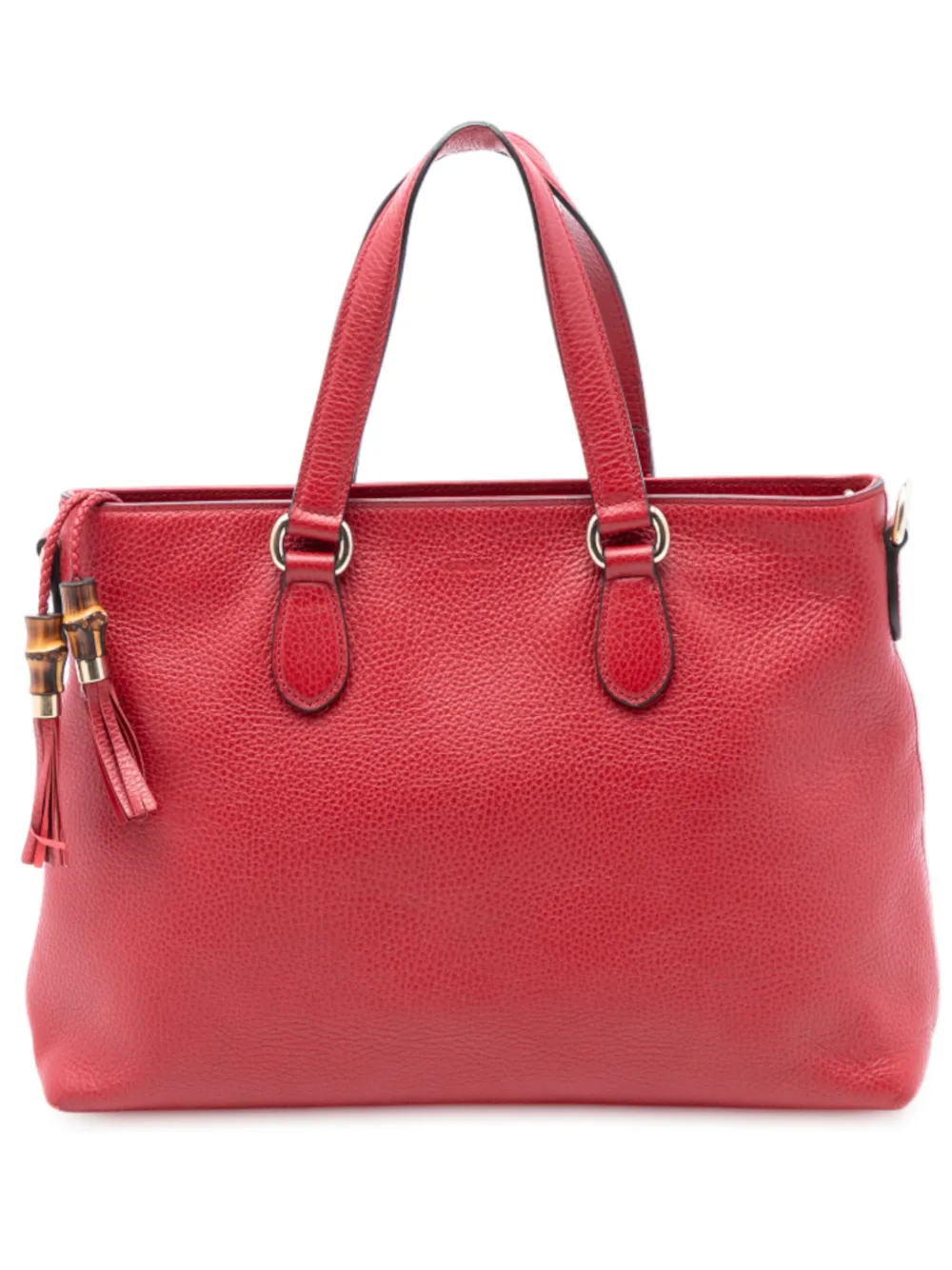 Gucci Pre-Owned 2016-2025 Leather Bamboo Tassel satchel - Rosso