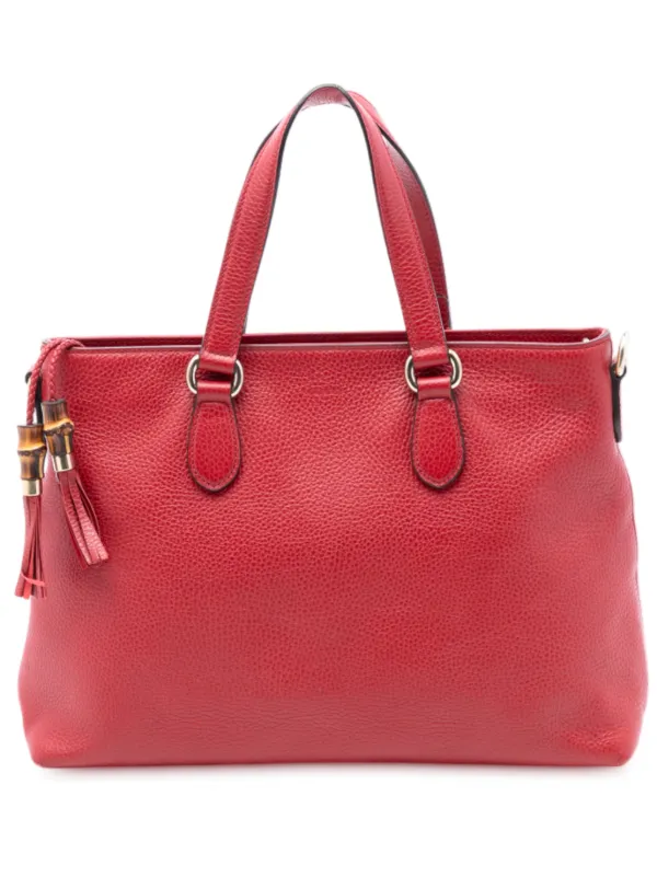 Gucci Pre-owned 2016-2025 Leather Bamboo Tassel Satchel in Red