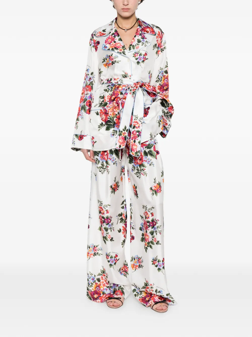 Dolce & Gabbana Twill blouse met boeketprint Wit