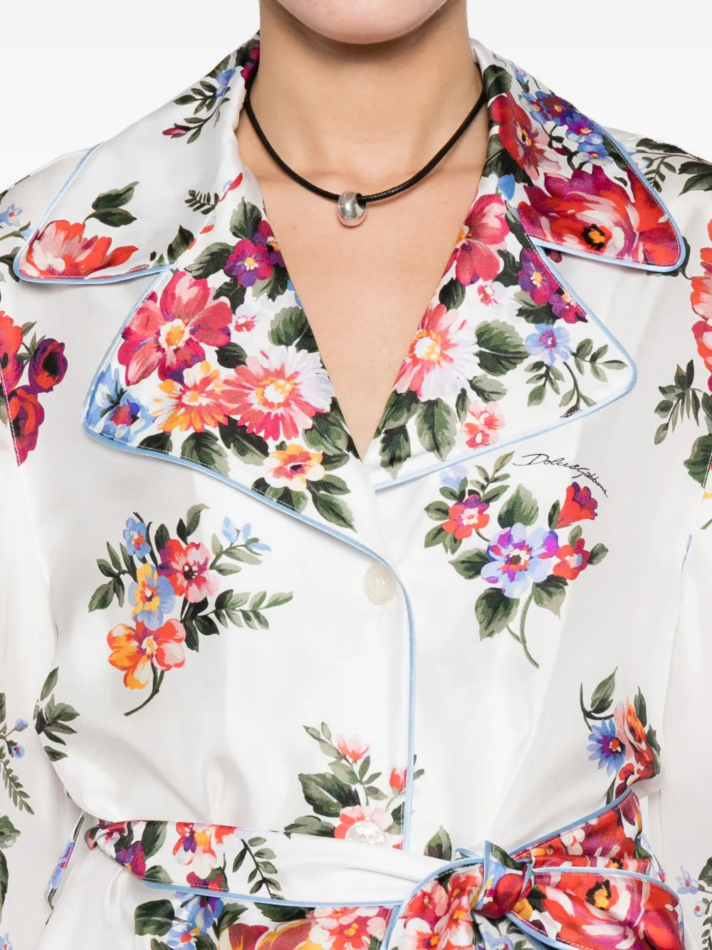 Dolce & Gabbana Twill blouse met boeketprint Wit
