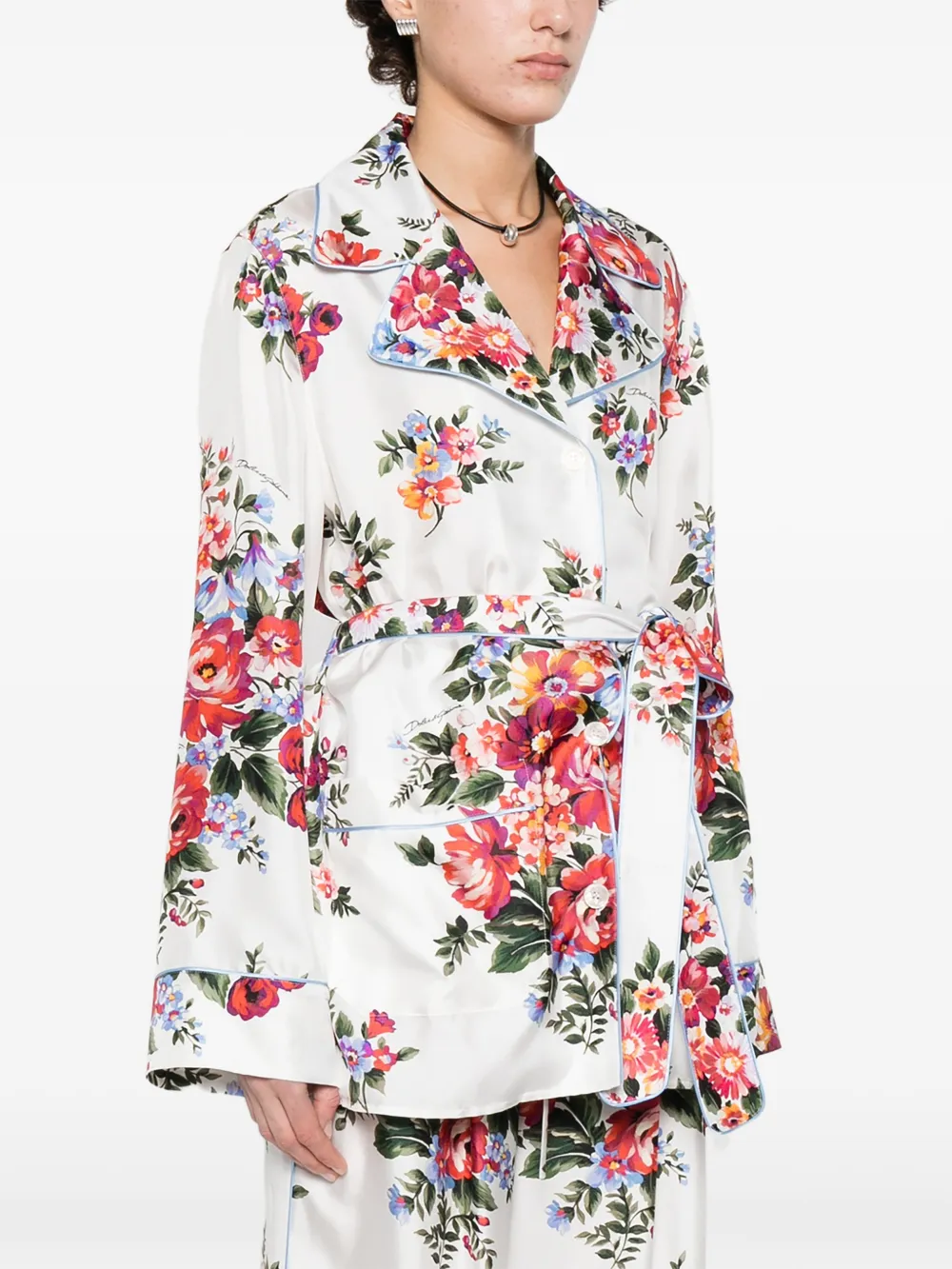 Dolce & Gabbana Twill blouse met boeketprint Wit