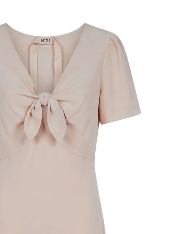 bow neck short sleeve dress BHLDN Sammie Short-Sleeve Bow-Back Satin Maxi Dress