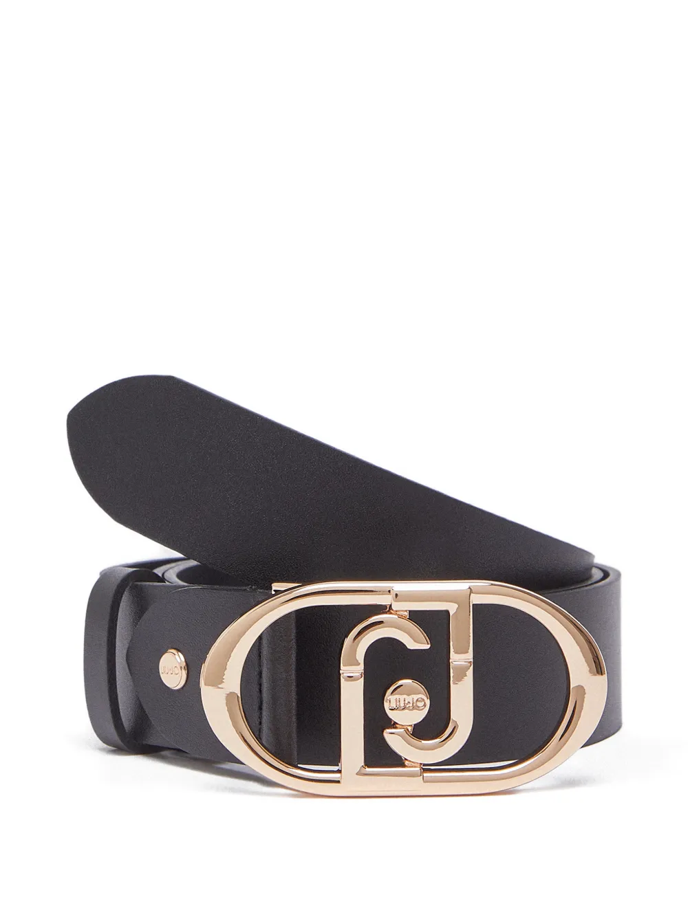 LIU JO oval monogram leather belt - Nero