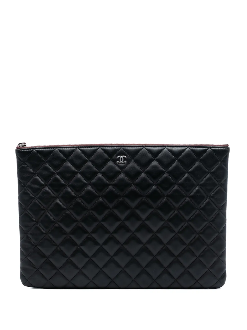 CHANEL Pre-Owned Clutch O Case grande in pelle di agnello trapuntata 2013-2014 - Nero