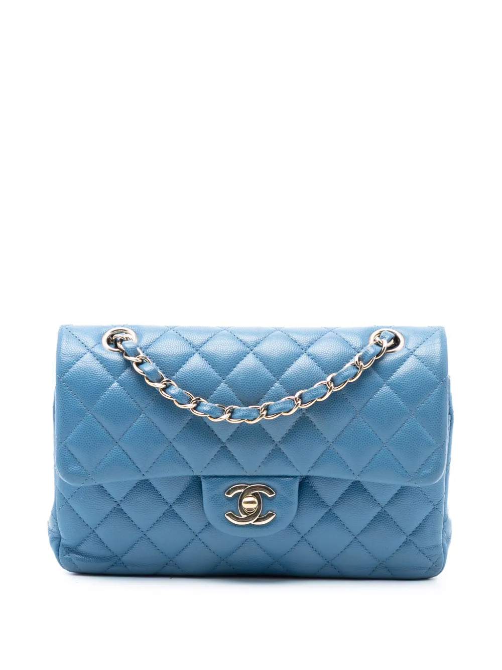 CHANEL Pre-Owned Borsa a spalla Classic Double Flap piccola in pelle Caviar 2020 - Blu