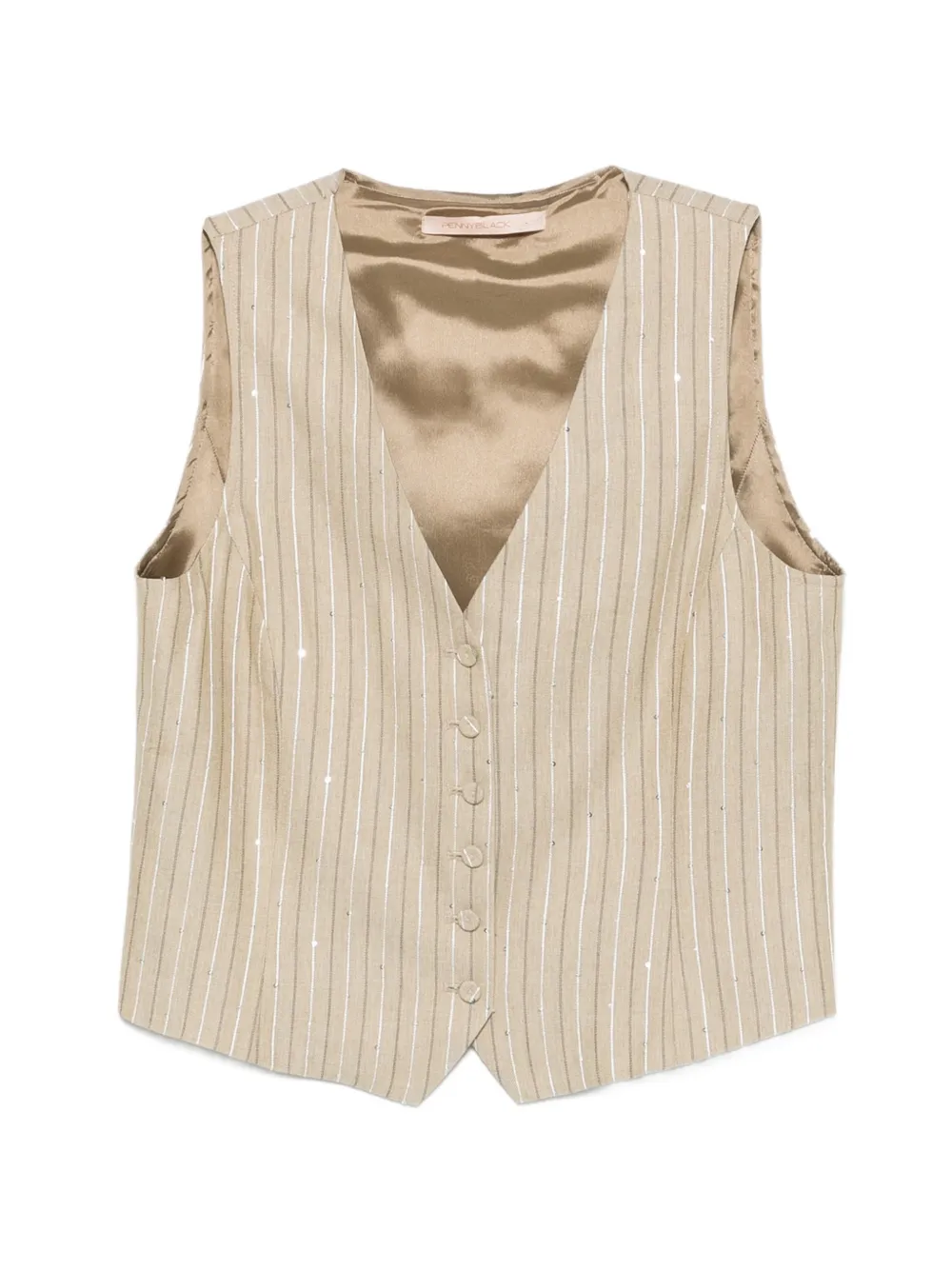 Pennyblack pinstriped sequin-embellished waistcoat - Green