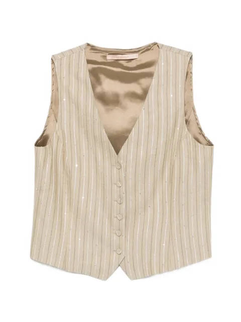 Pennyblack pinstriped sequin-embellished waistcoat