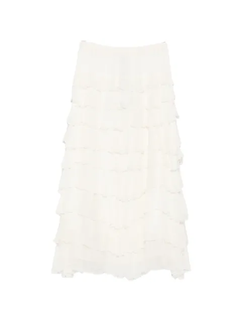 MONOCHROME Mlmtritone ruffled tiered midi skirt