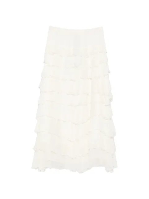 MONOCHROME Mlmtritone ruffled tiered midi skirt