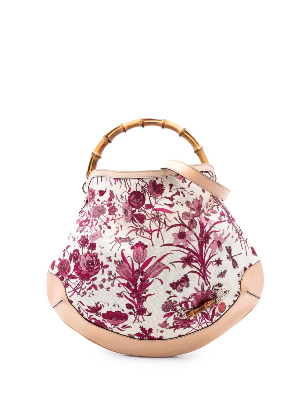 Gucci Pre-Owned 2016-2025 Canvas Floral Peggy Bamboo Hobo satchel - Marrone