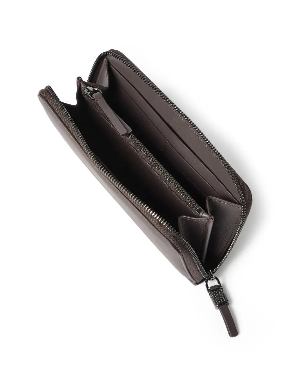 Brunello Cucinelli Glanzende portemonnee met rits Bruin