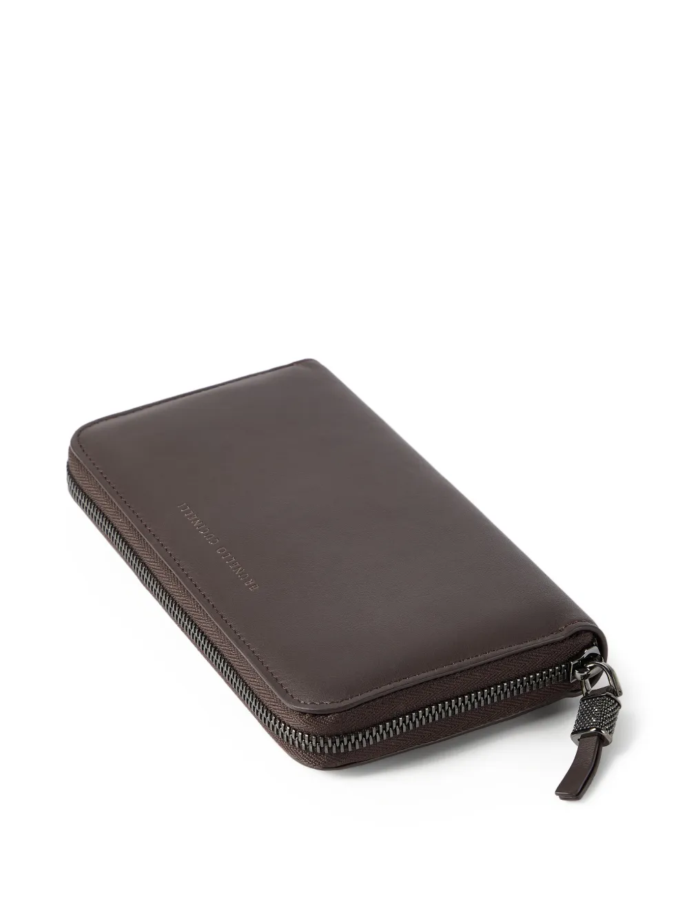 Brunello Cucinelli Glanzende portemonnee met rits Bruin