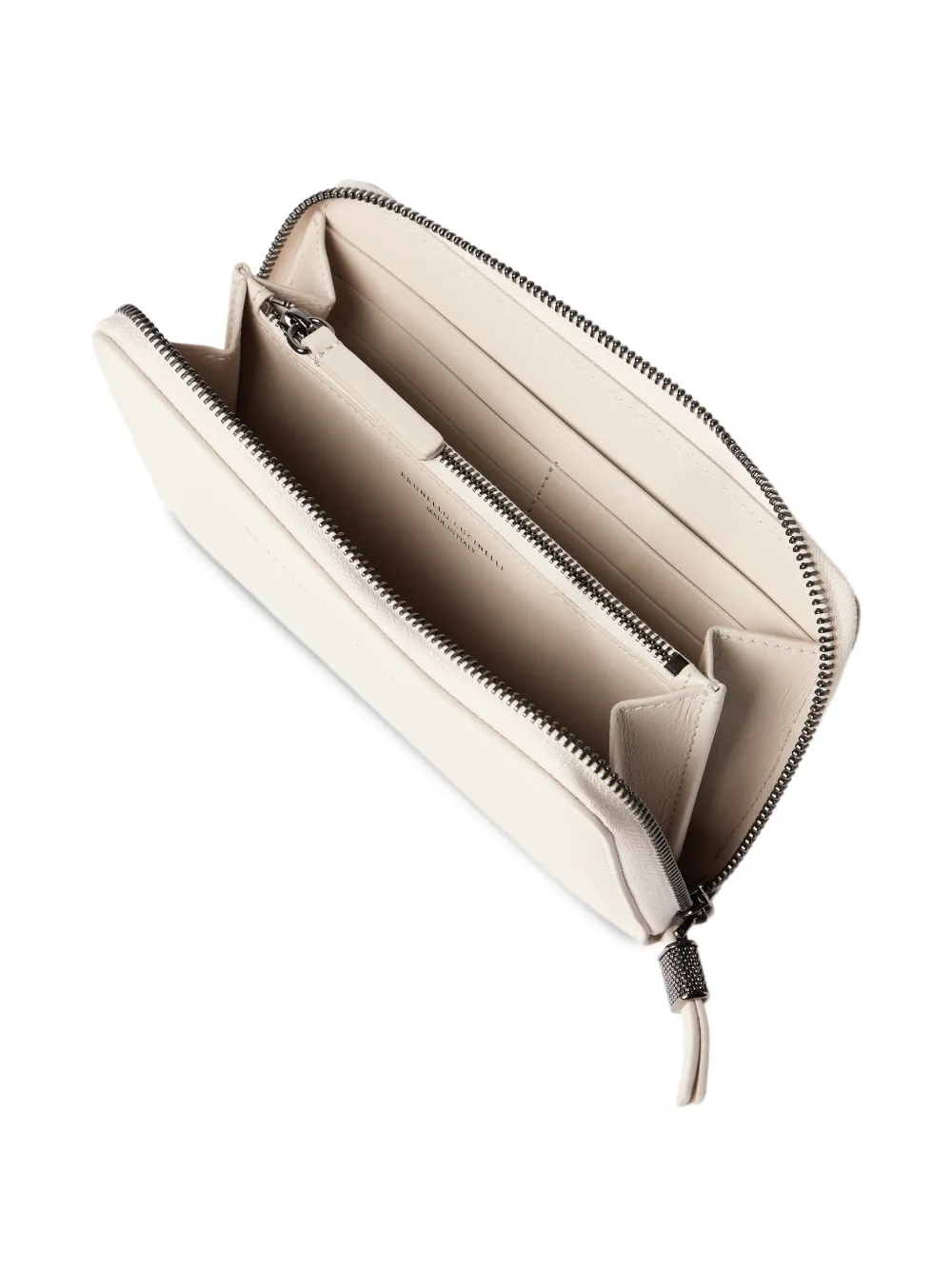 Brunello Cucinelli Portemonnee met rits en textuur Beige