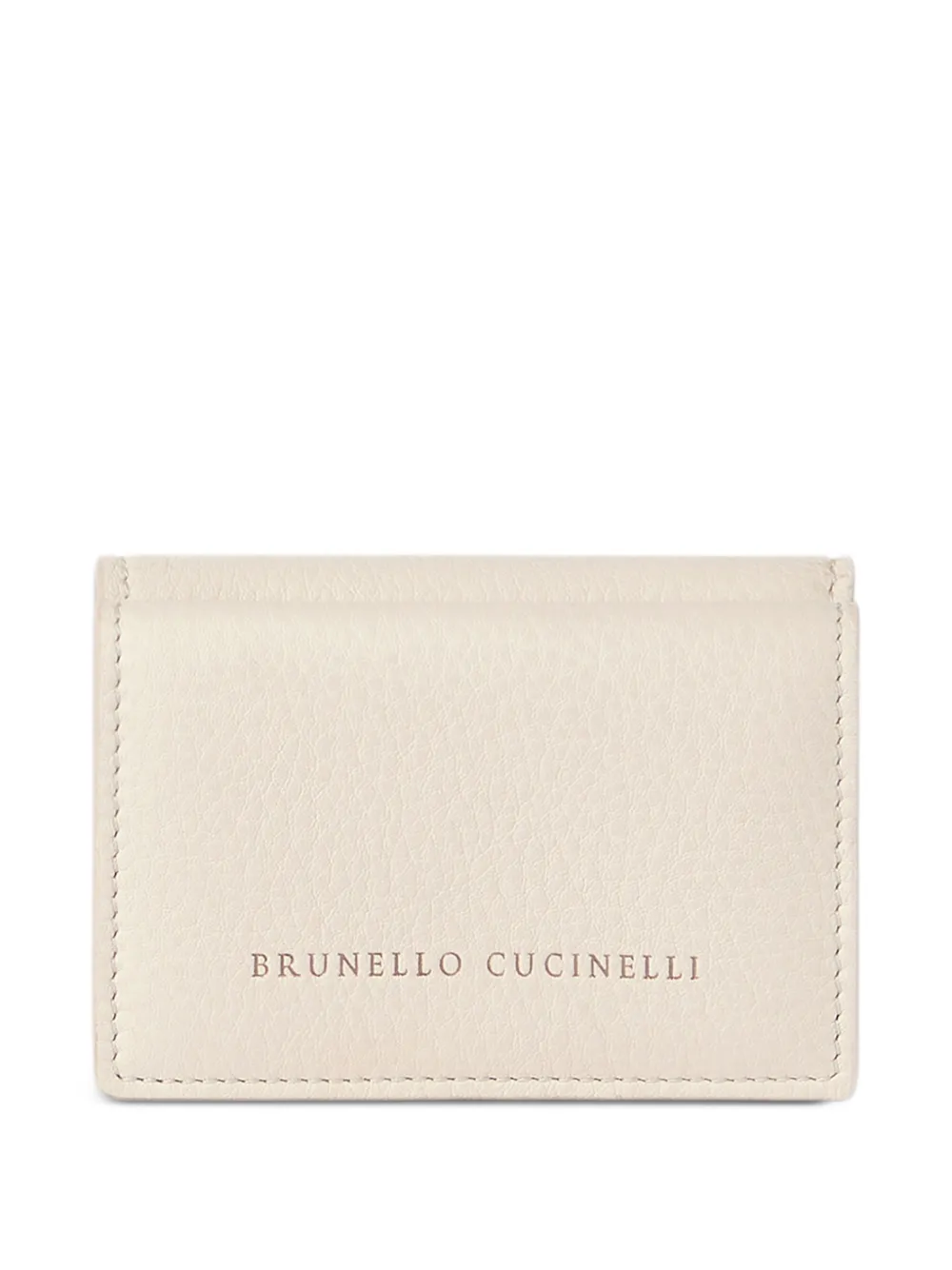 Brunello Cucinelli Grained Leather Trifold Wallet In Neutral