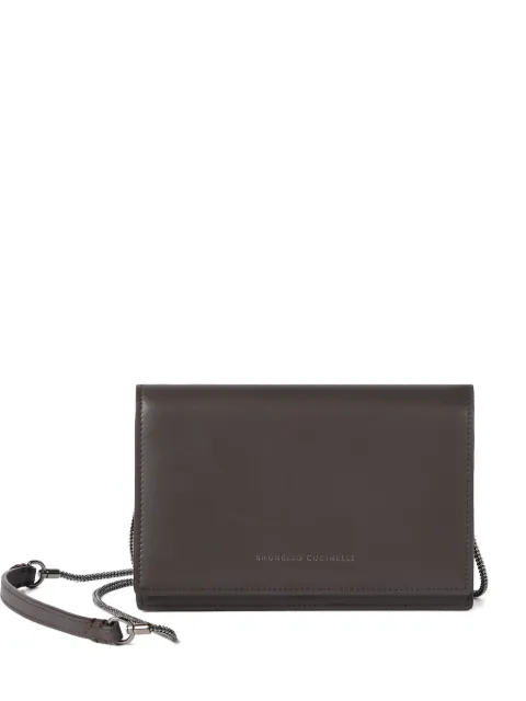 Brunello Cucinelli calfskin wallet with detachable precious strap