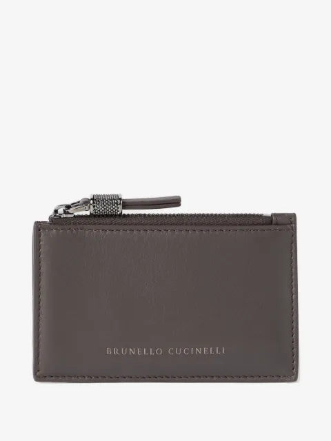 Brunello Cucinelli porte-cartes en cuir de veau à fermeture zippée