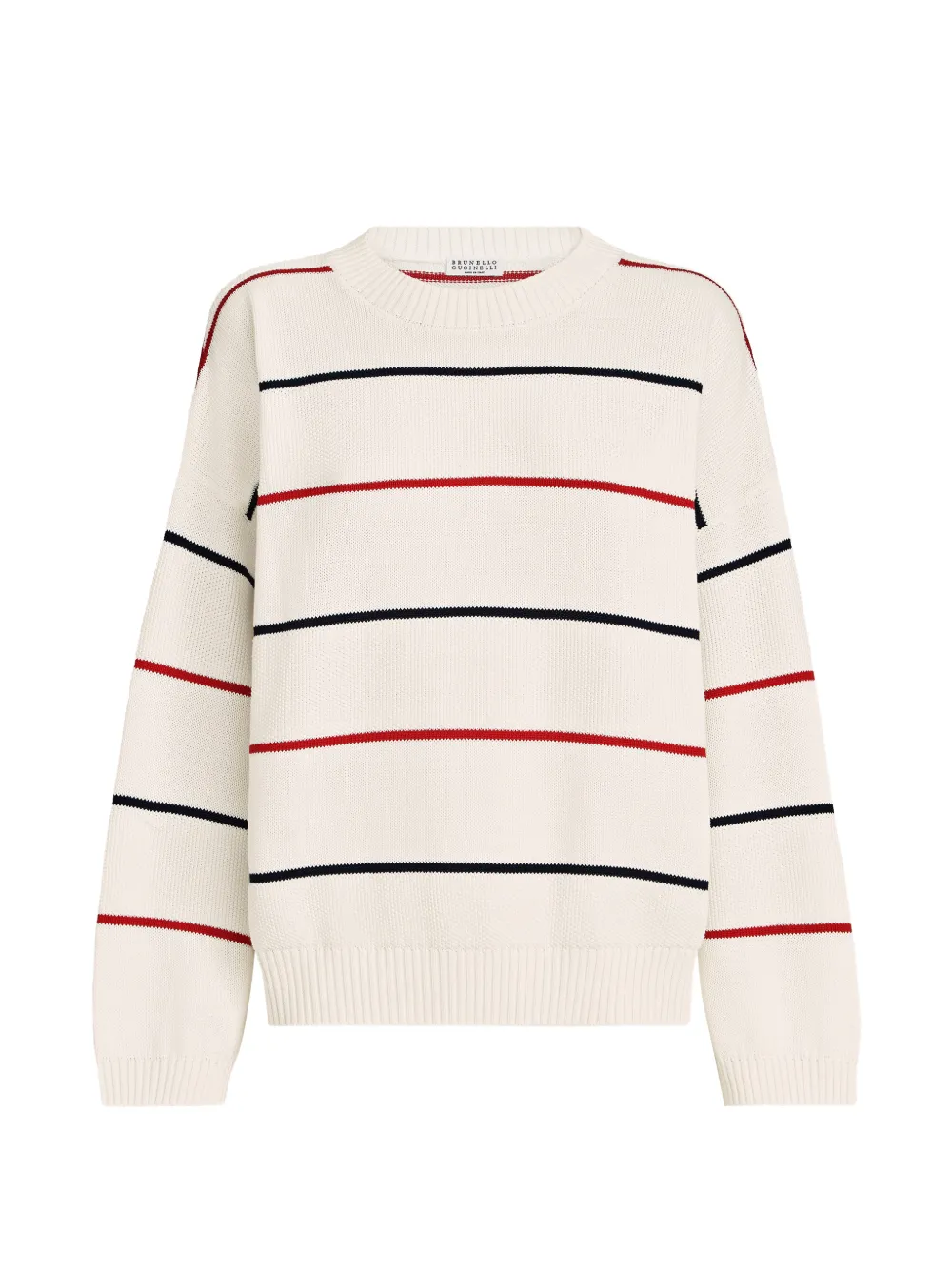 Brunello Cucinelli cotton textured stripe sweater - Toni neutri