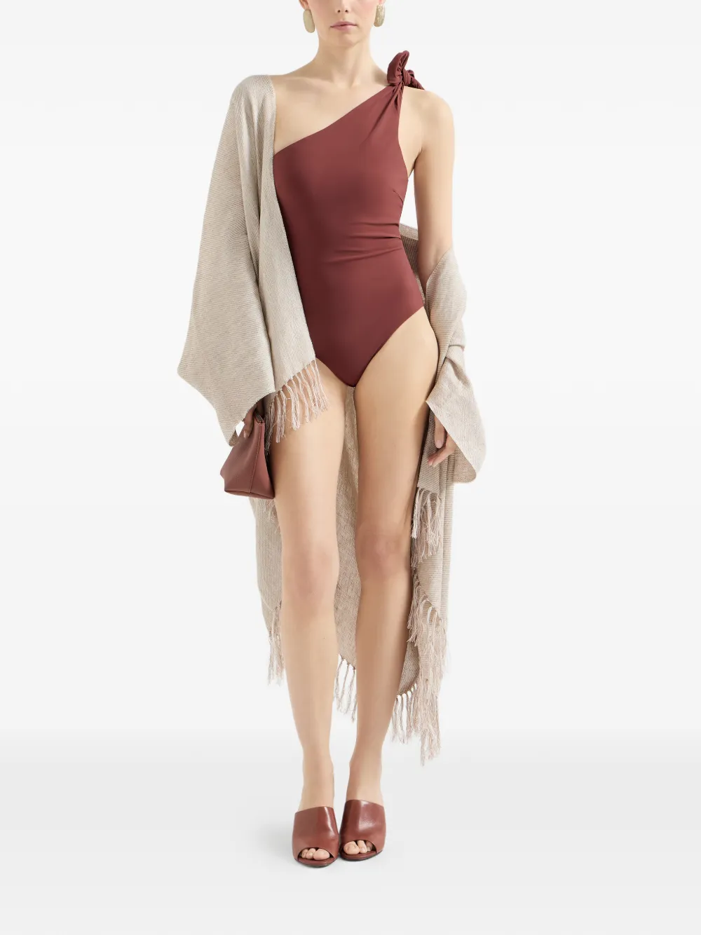  Brunello Cucinelli Knot Monili Swimsuit - Brown 